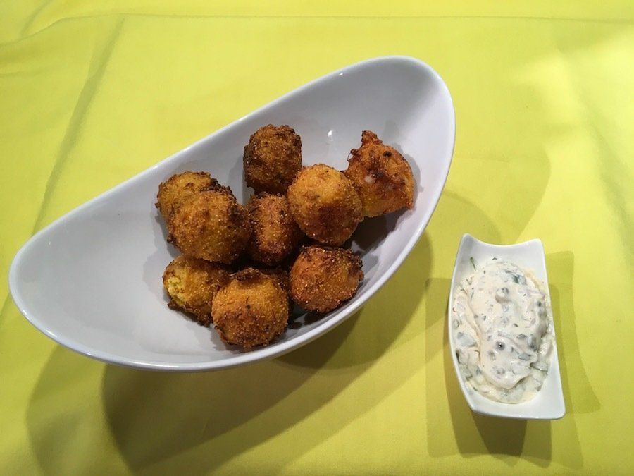 Crab Hush Puppies with Remoulade Sauce